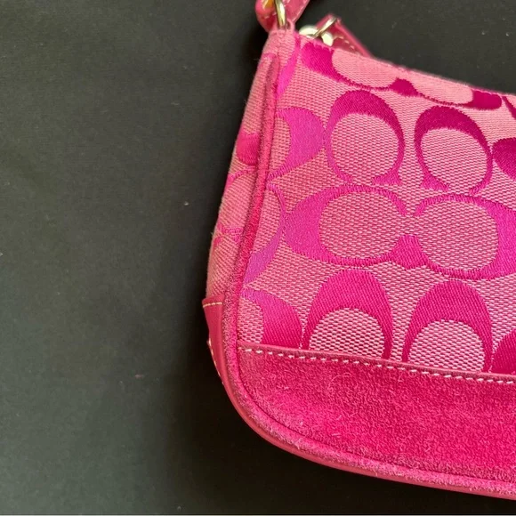 Coach HOT PINK Signature Logo Demi Mini Canvas bag - Picture 15 of 15